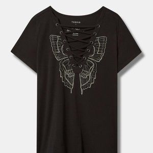 Torrid Butterfly Classic Fit Cotton Jersey Lace Up Tee - Size 2 - NWT
